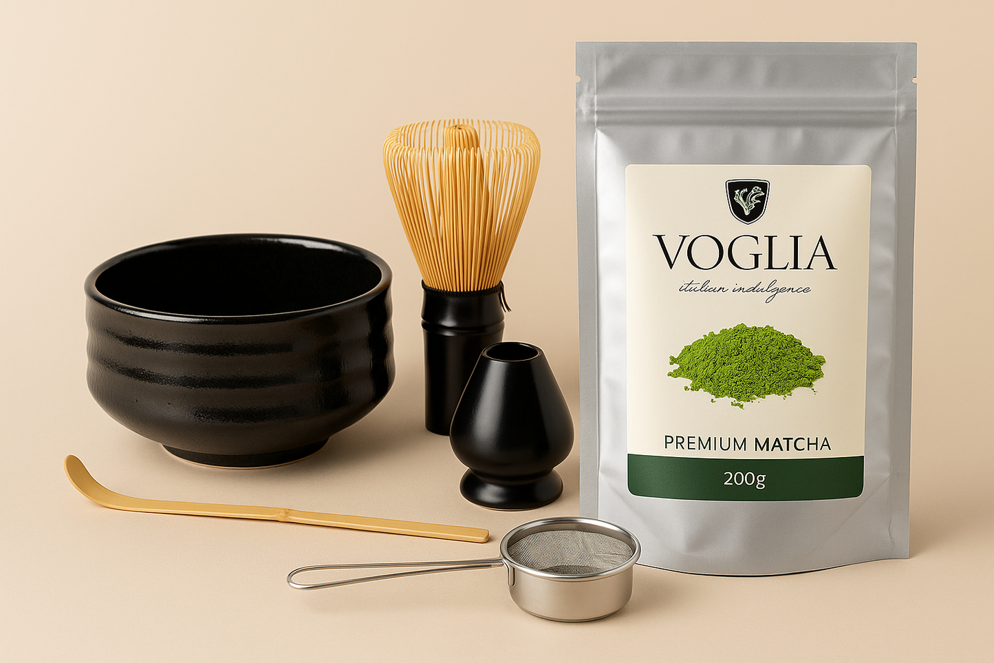 6 pcs Matcha Kit with Premium Grade Matcha – 6-Piece Set + 200g Powder