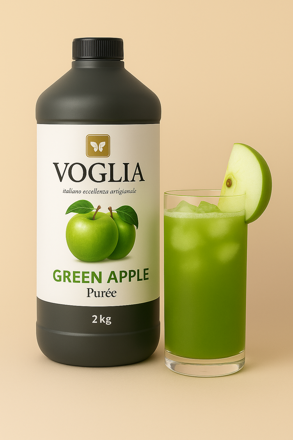 Voglia Premium Green Apple Puree – 2kg Bottle