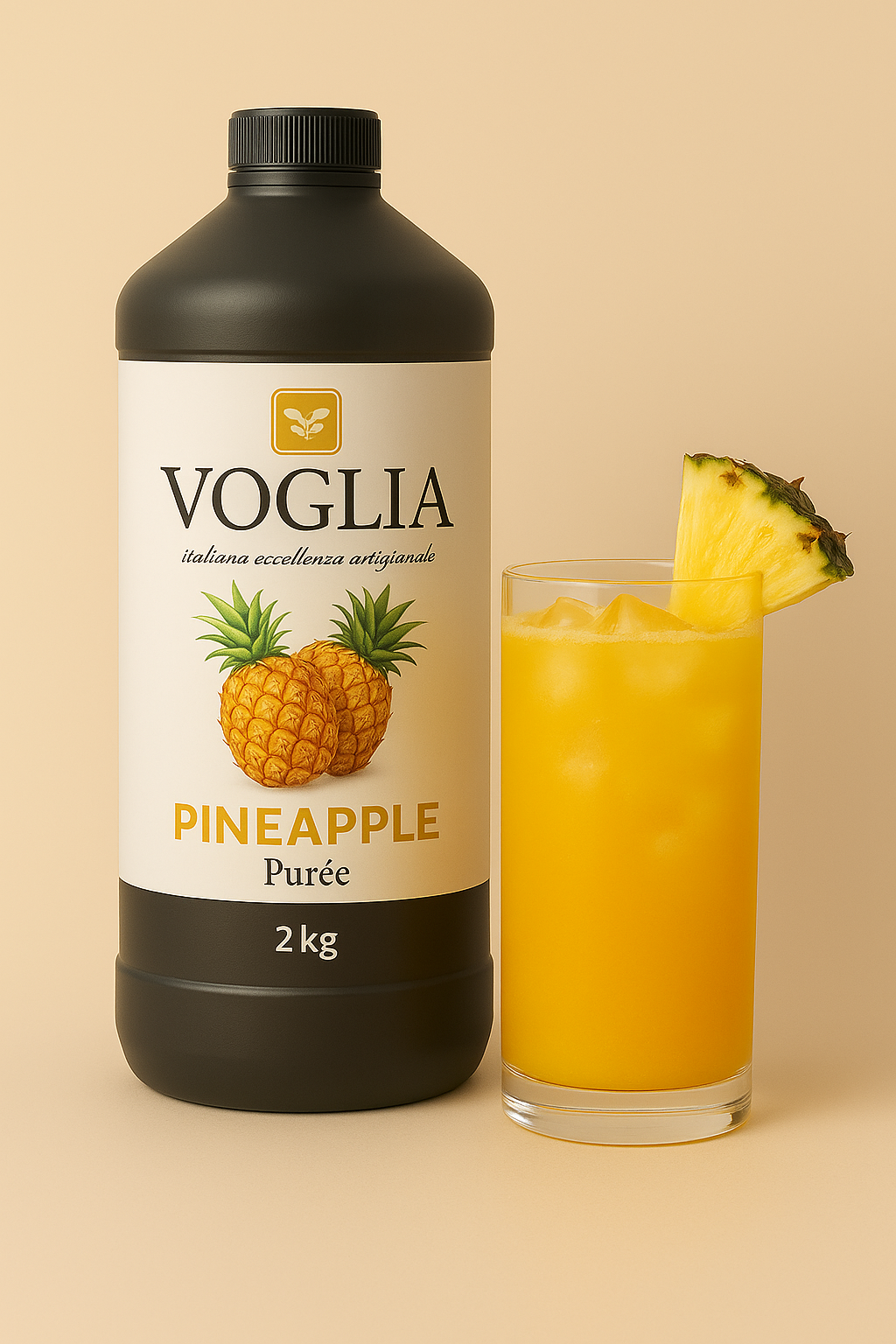 Voglia Premium Pineapple Puree – 2kg Bottle