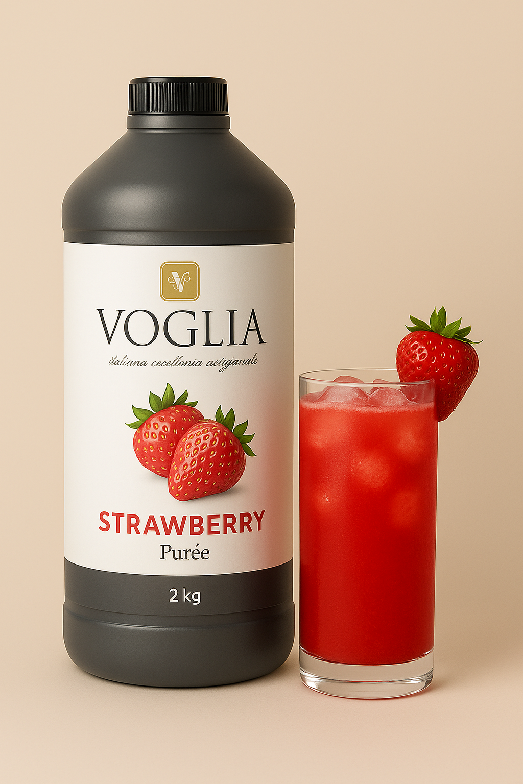 Voglia Premium Strawberry Fruit Puree – 2kg Bottle
