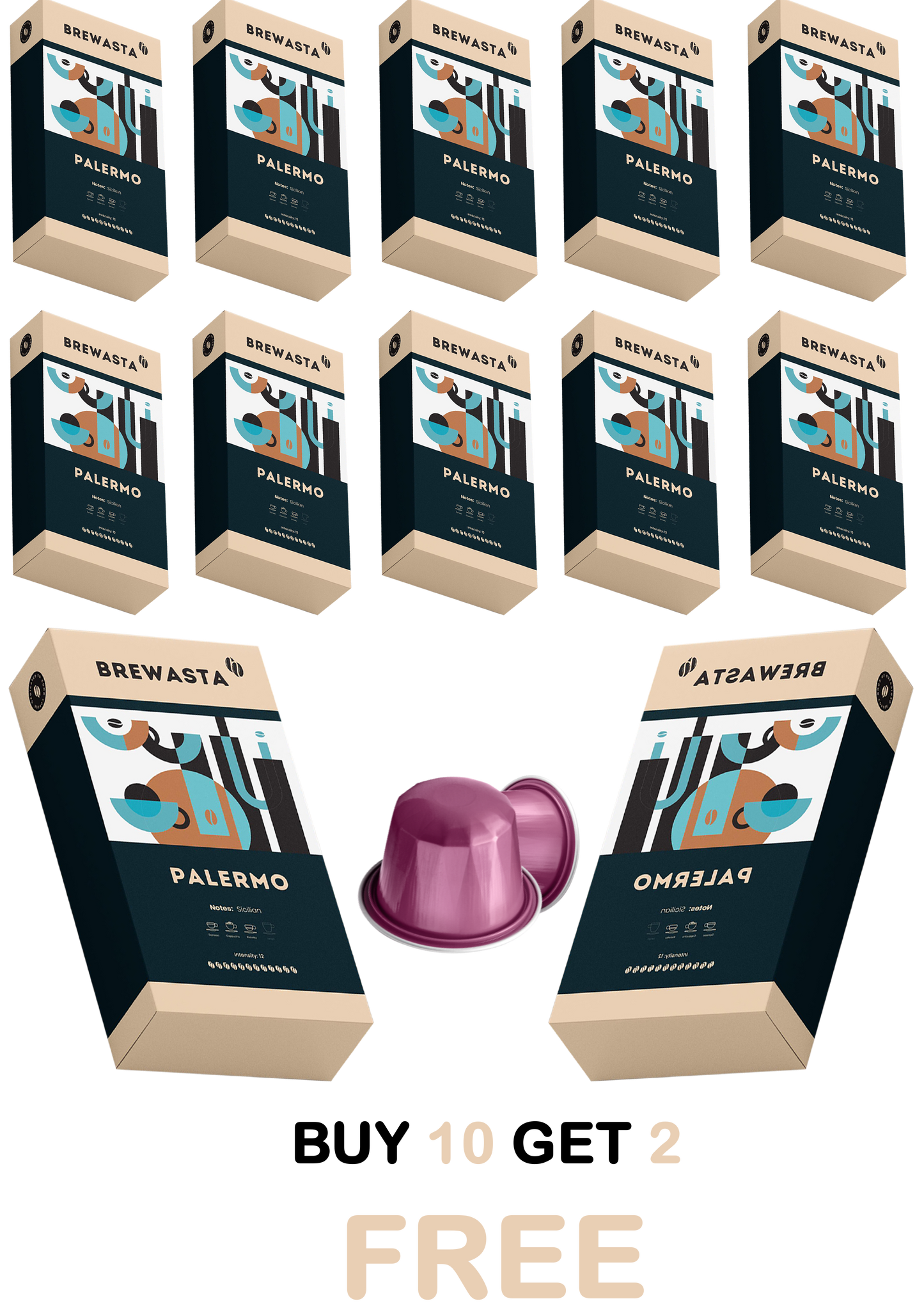 Palermo Nespresso Compatible Coffee Pods Bundle - Buy 10 get 2 free